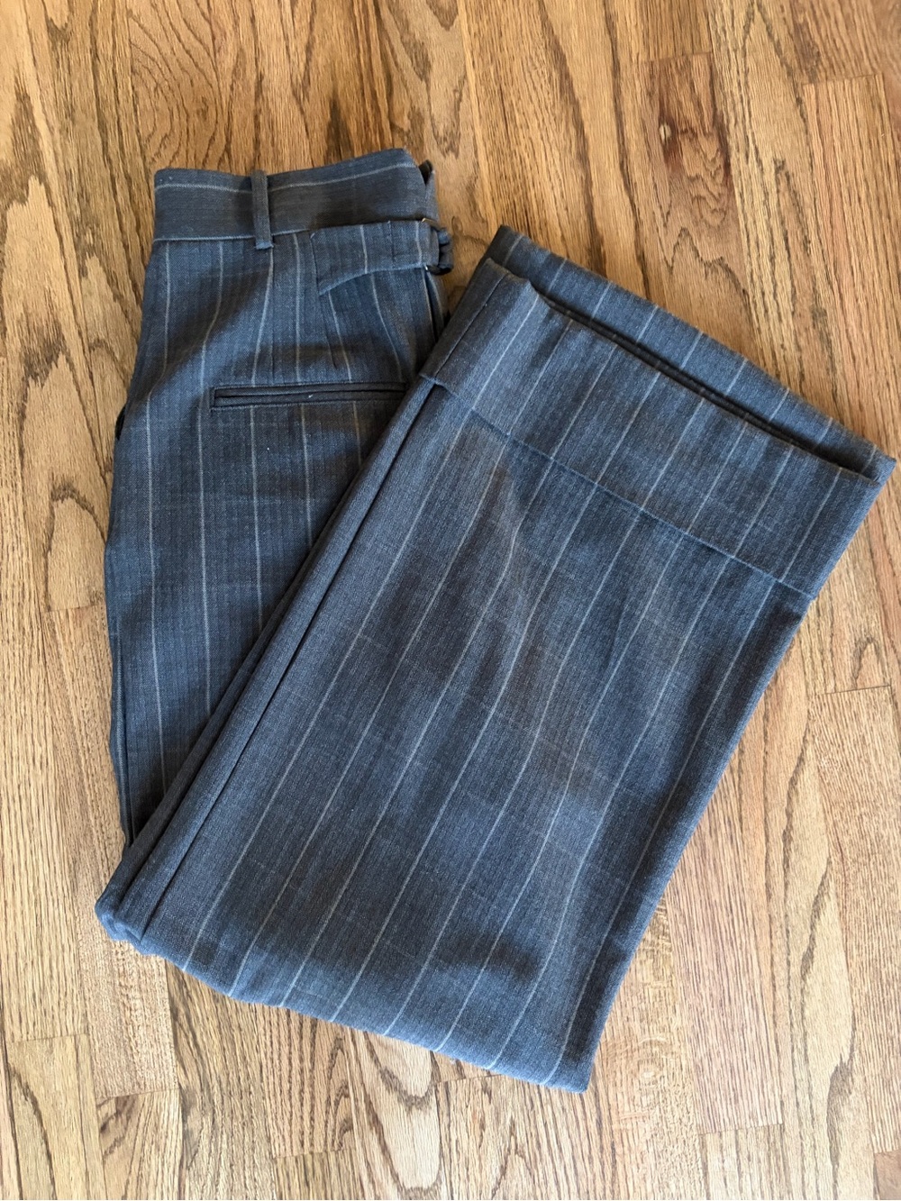 Free People Women's Gray Pinstripe Wide Leg Dress Pants